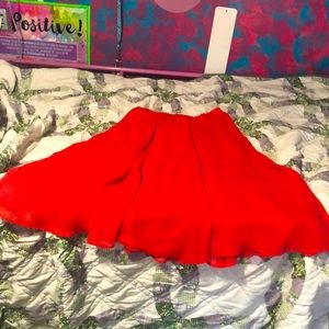 Red skirt with slit